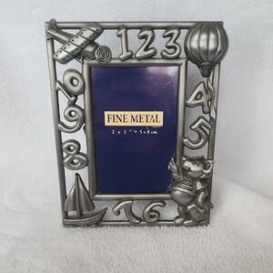 Fine Metal Vintage Pewter 2x3 Picture Frame Teddy Bear